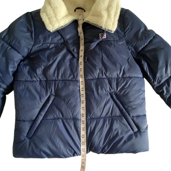 Levi Strauss Women's Puffer Sherpa Jacket Navy Sz M - Picture 15 of 16